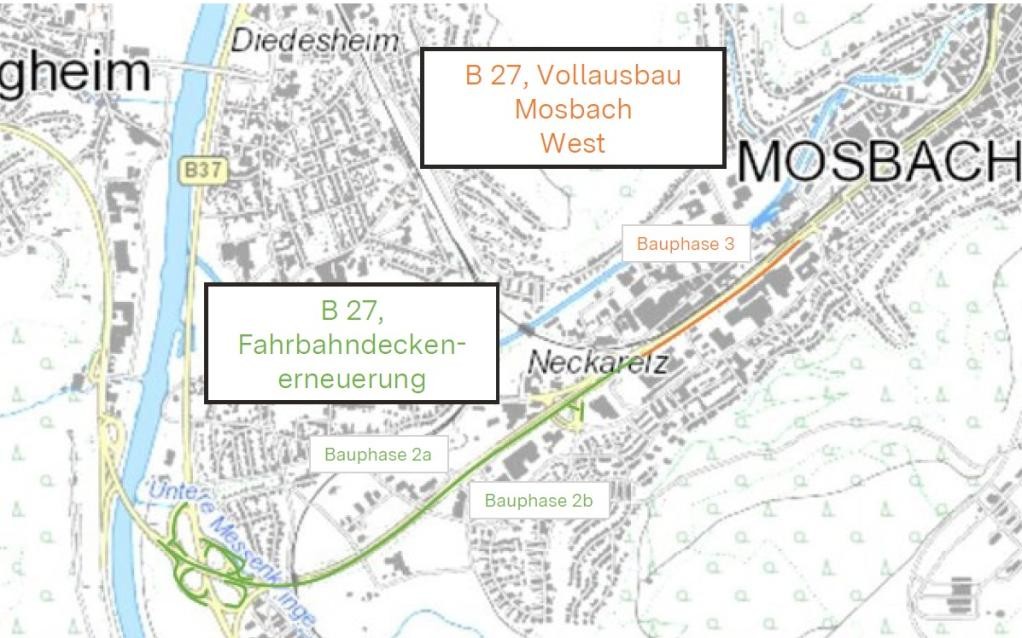 Übersichtsplan B27 Bauphasen, (c) RP KA