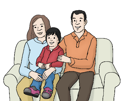 Familie auf Sofa