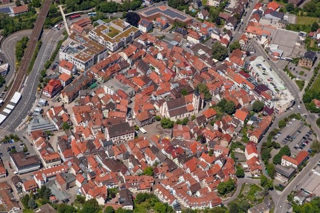 Luftbild der Altstadt, (c) Stadt Mosbach